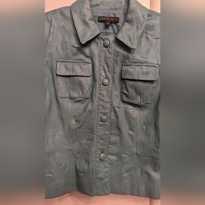 EUC Lafayette 148 New York beautiful teal soft leather jacket breast pockets